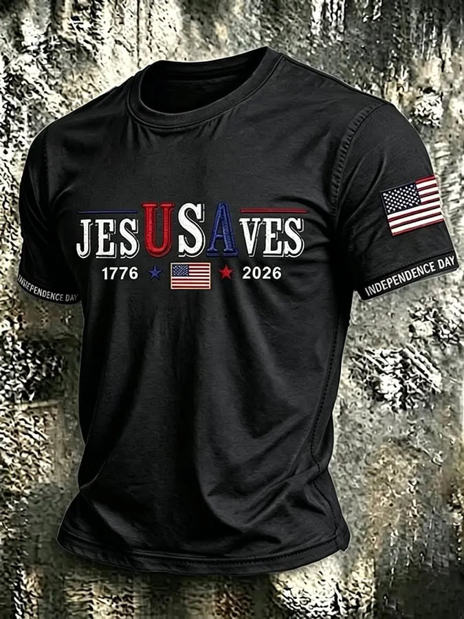 Men's USA 1776-2026 Freedom Faith Printed  Shirt
