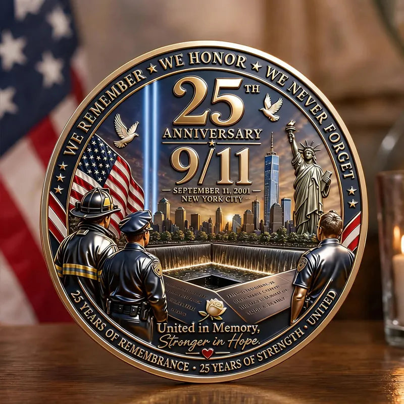 Never Forget 9.11 Memorial Commemorative Metal Medal
