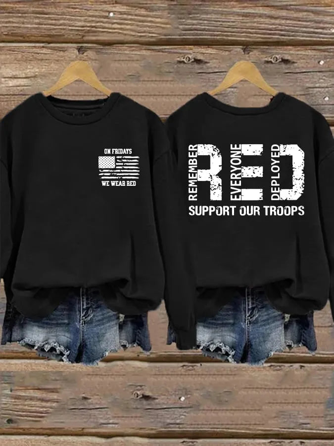 Women's Red Friday Print Casual Sweatshirt