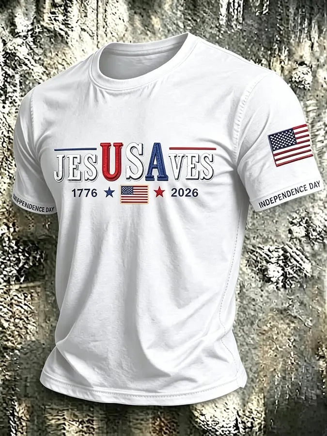 Men's USA 1776-2026 Freedom Faith Printed  Shirt