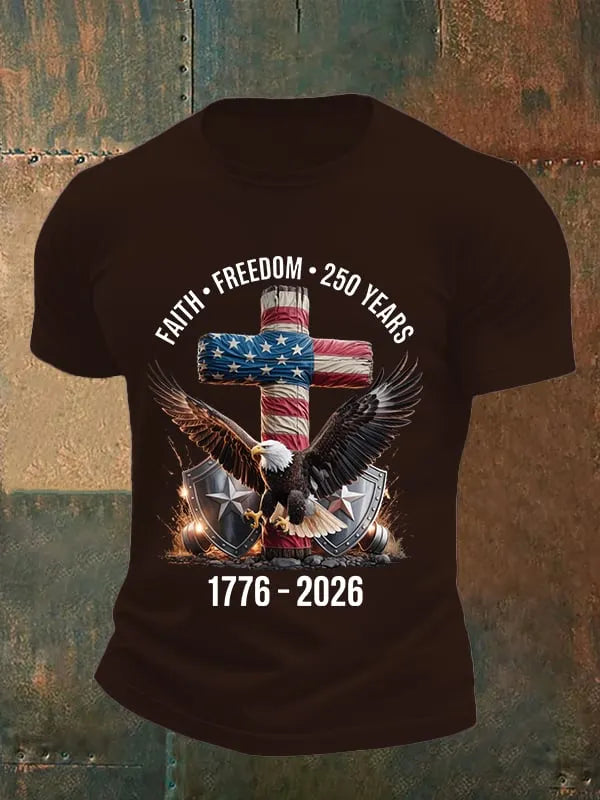Men's  Faith-Freedom-Legacy 250 years strong Print T-Shirt