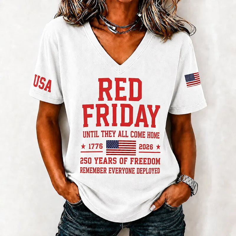 Women's "Red Friday" Commemorative V-Neck T-Shirt