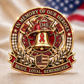 “In Memory of Our Heroes – Brave. Loyal. Remembered.” FDNY 343 Memorial Brooch Pin | Fire Bell Tribute Badge with Ribbon of Honor | 9.11 Commemorative Collectible