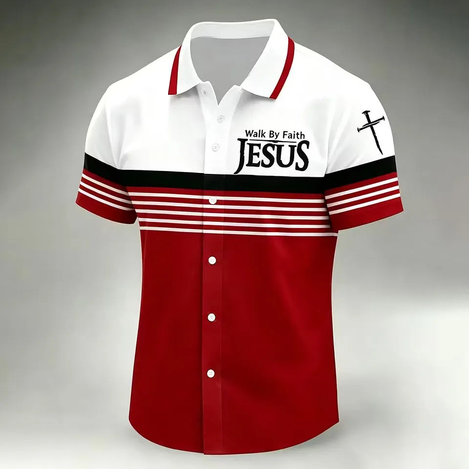 Men'S Faith Printed Casual Collar Shirt