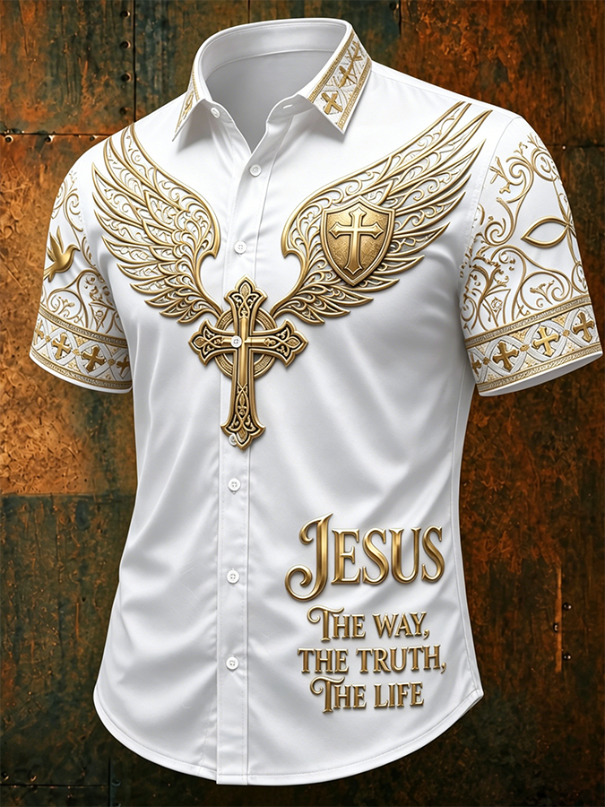 Men's Faith Cross Printed Polo Shirt