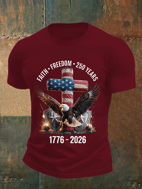 Men's  Faith-Freedom-Legacy 250 years strong Print T-Shirt
