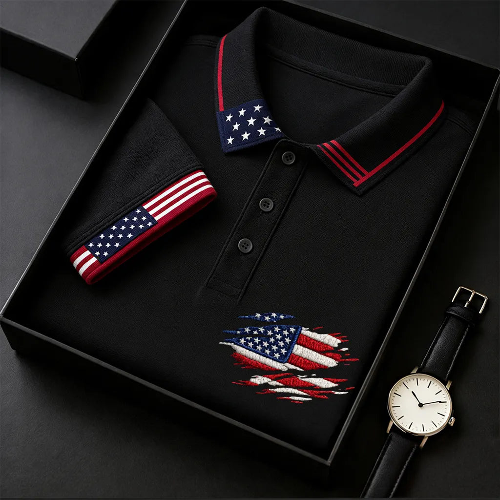Men's America 250th Anniversary Printed Casual Polo Shirt