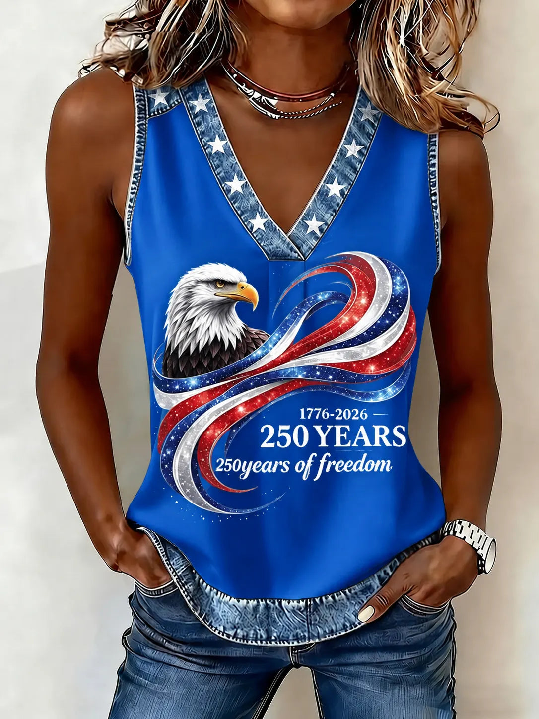 Women'S American 250Th Anniversary Faith Printed Casual Tank Top