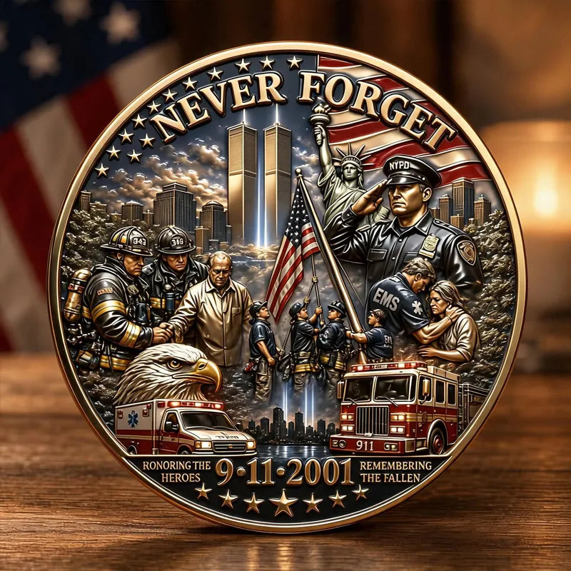 Never Forget 9.11 Memorial Commemorative Metal Medal
