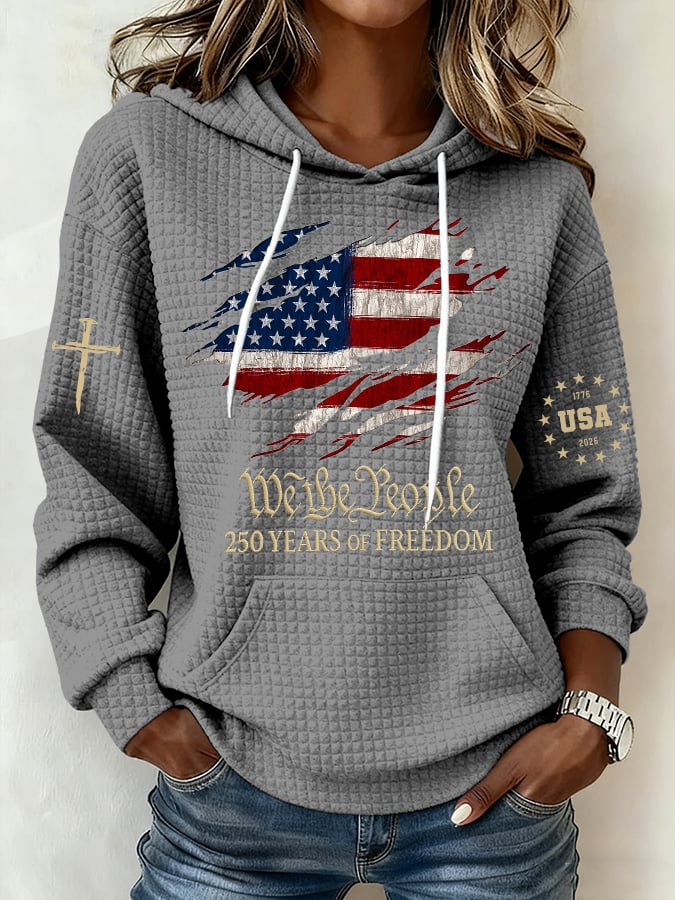 Women's 250th America Anniversary Casual Printed Hoodie Sweatshirt