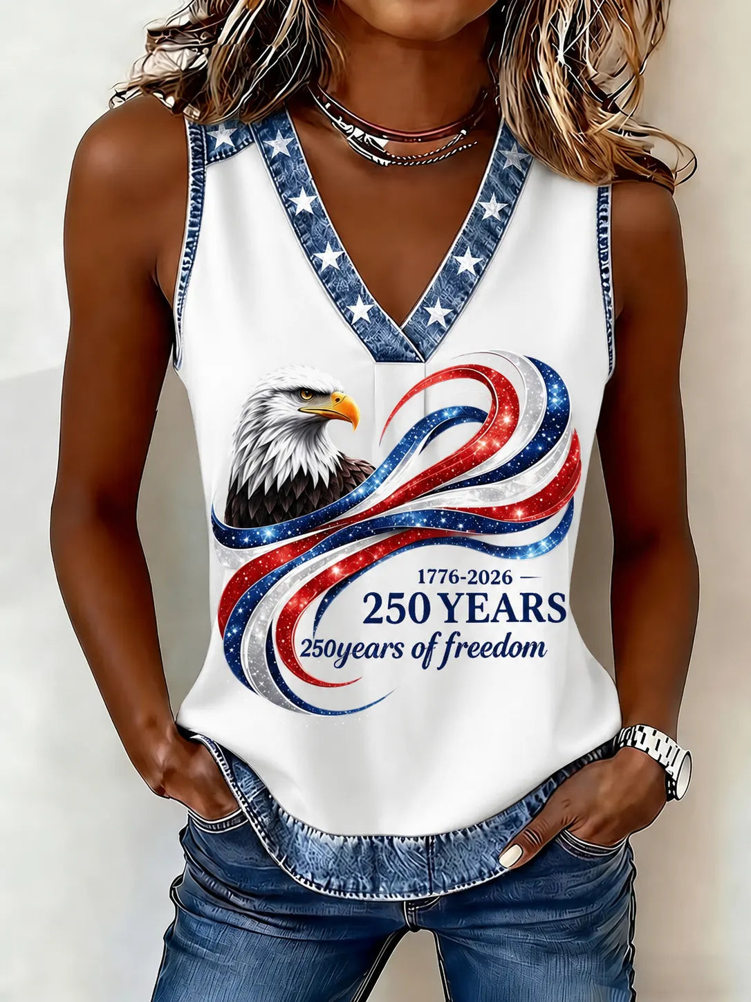 Women'S American 250Th Anniversary Faith Printed Casual Tank Top