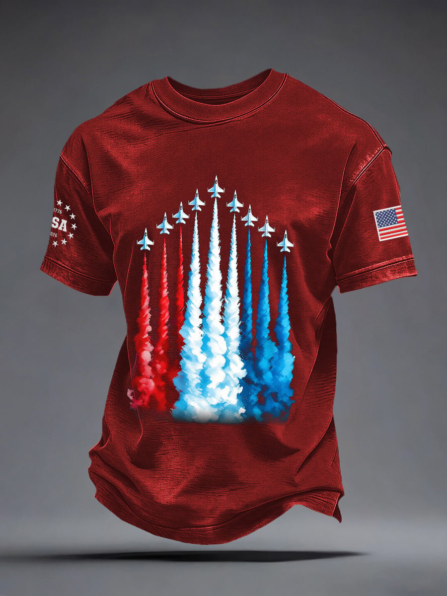 Men's US 250 – Red, White & Blue Sky Tribute Print Casual T-Shirt