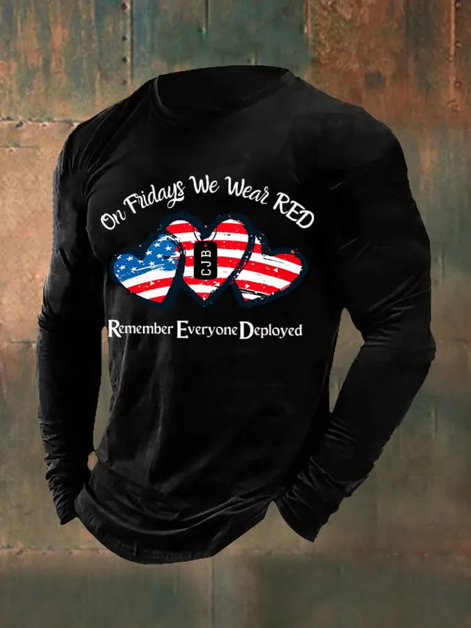 Men's On Fridays We Wear Red Printed T-Shirt