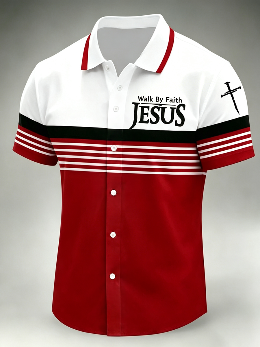 Men'S Faith Printed Casual Collar Shirt