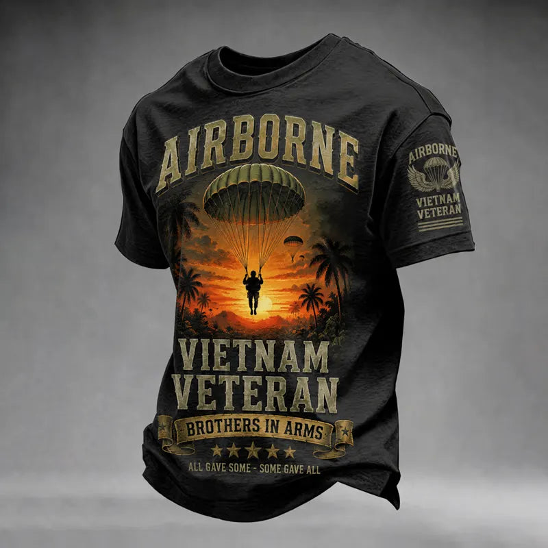 Men's Retro Vietnam Veteran Print Casual T-Shirt