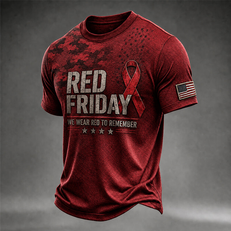 Men's Retro RED FRIDAY Art Print Casual T-Shirt