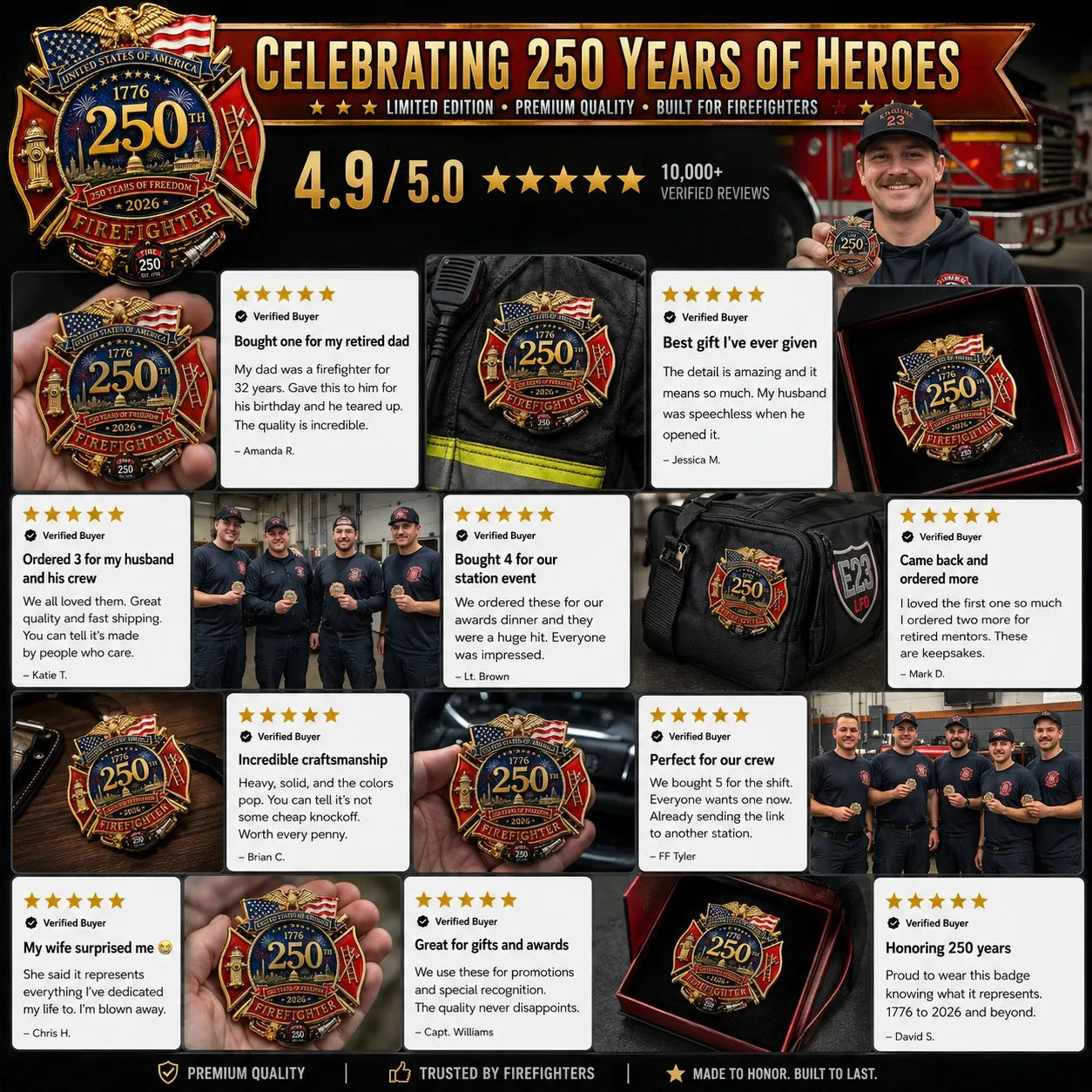 🔥Last Day 49% OFF - 250th Anniversary Firefighter Badge