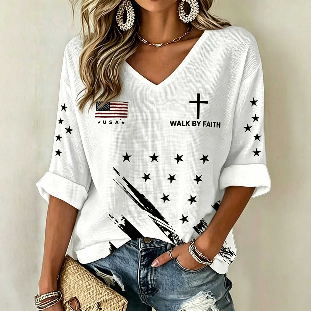 Women'S 250Th Anniversary Faith Printed Casual Top