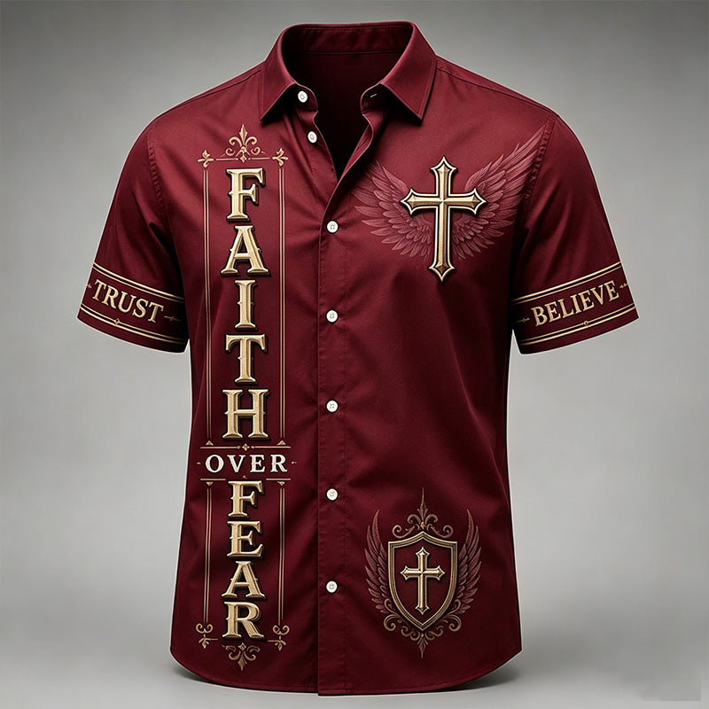 Men's Faith Cross Printed Casual Shirt