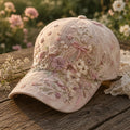 Vintage Pink Floral Bow Baseball Cap