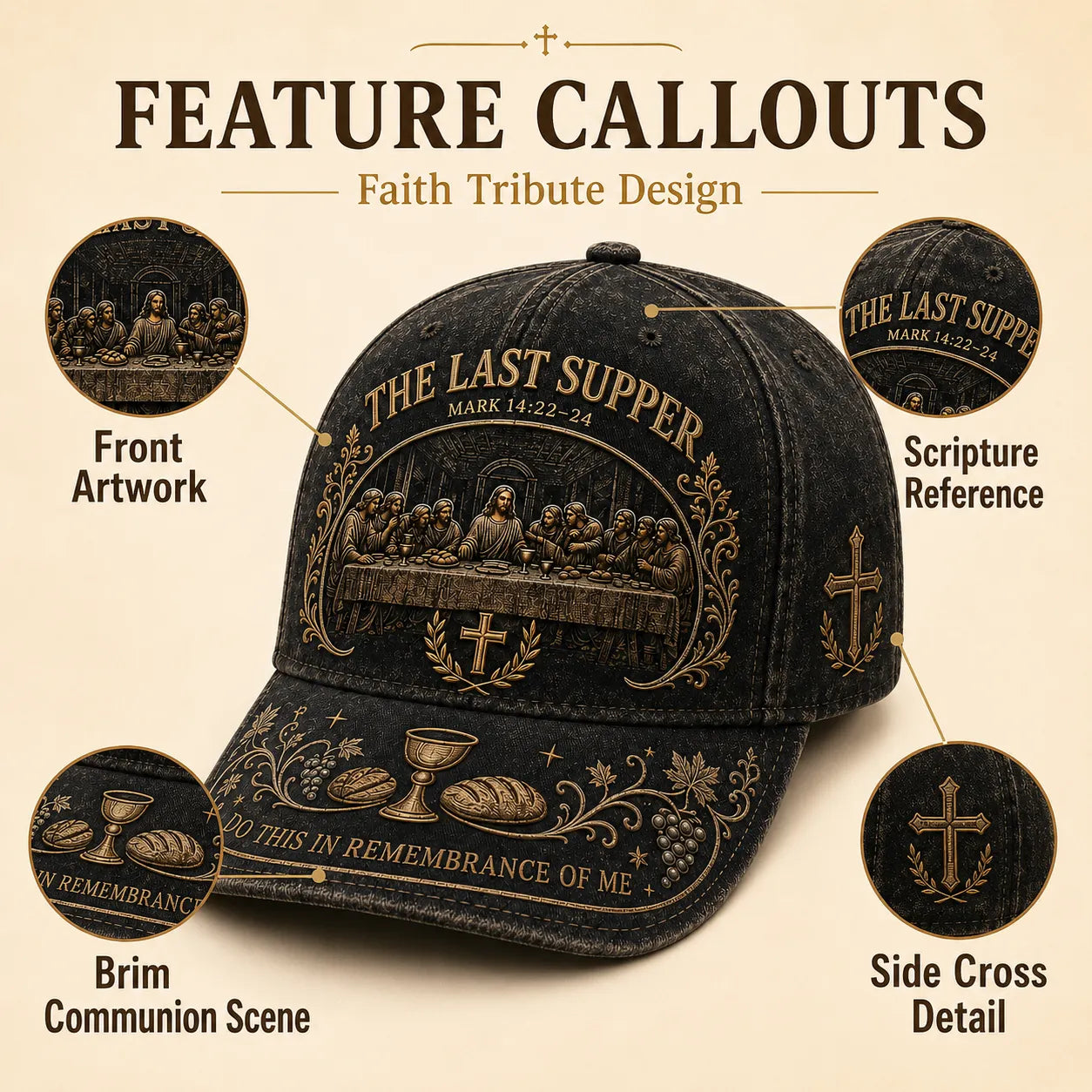 ✝️ The Last Supper Faith Remembrance Cap
