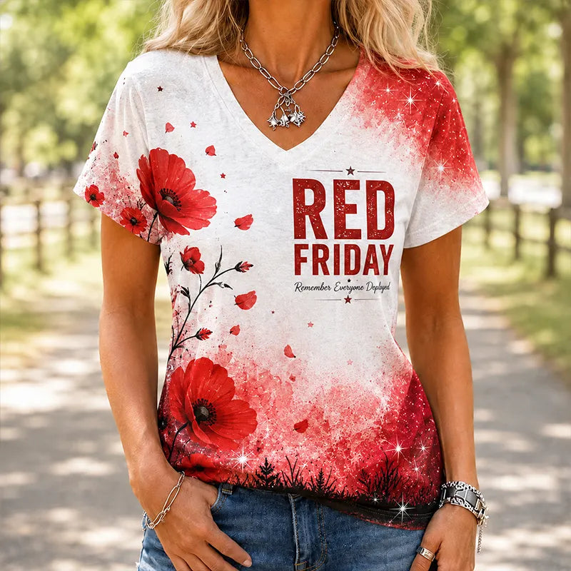 Women's "Red Friday" Commemorative V-Neck T-Shirt