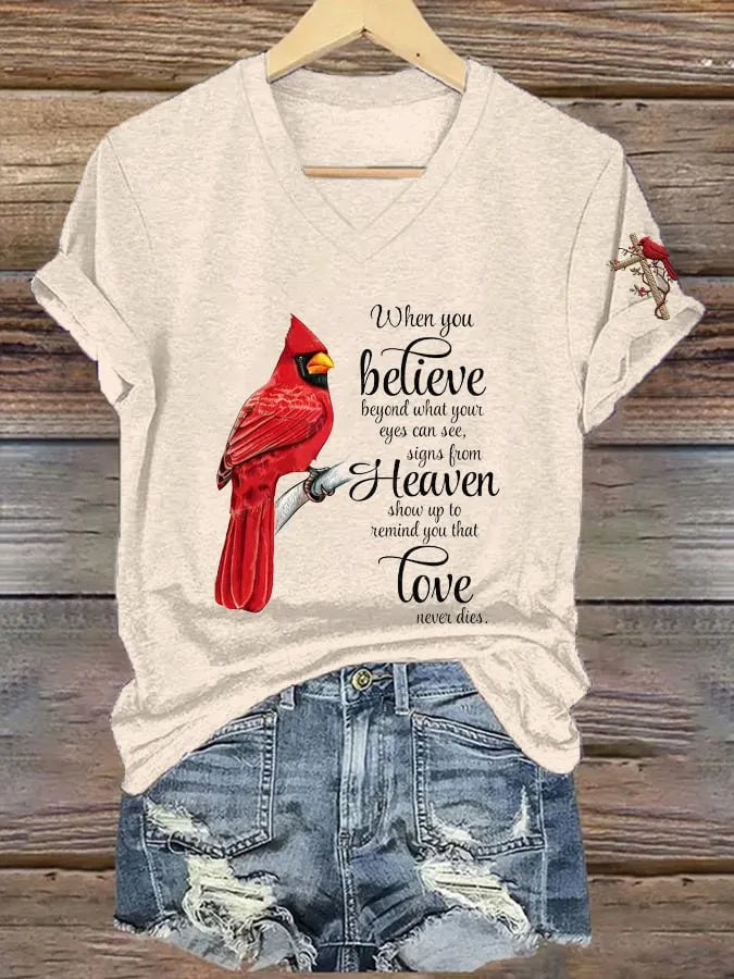 Women's Faith-Themed Graphic V-Neck T-Shirt