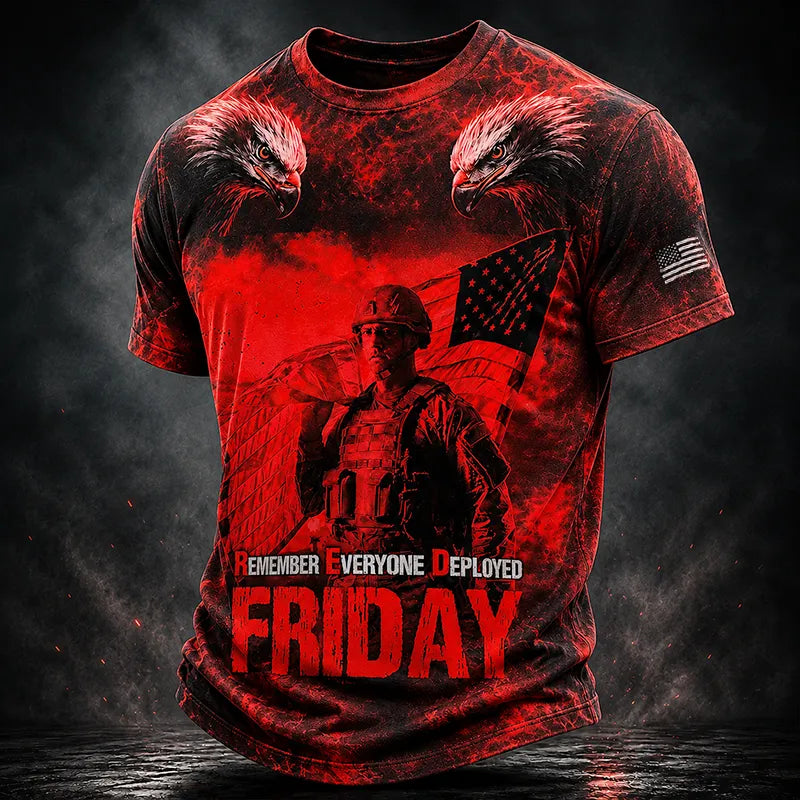 Men's "Red Friday" Commemorative Crew Neck Short-Sleeve T-Shirt