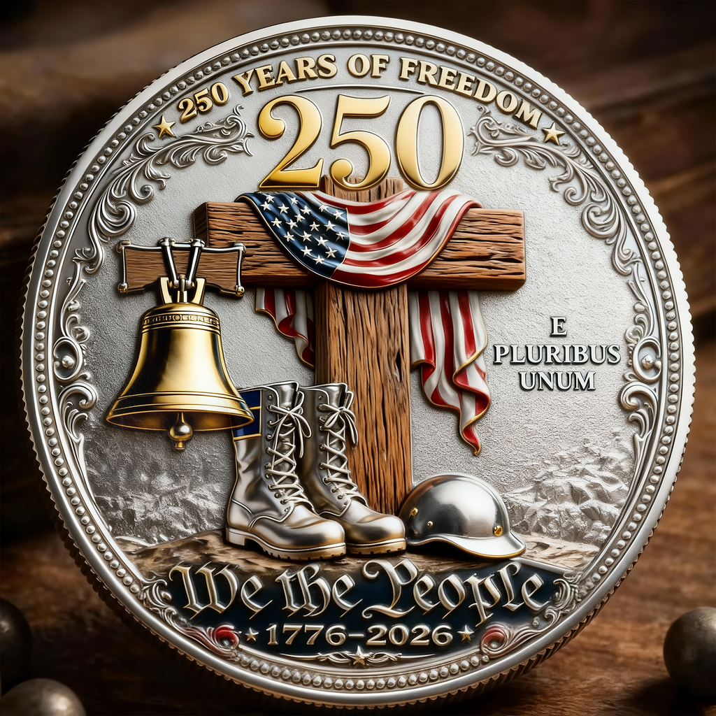 U.S. Veteran – In God We Trust | 250 Years of Freedom Commemorative Metal Medal