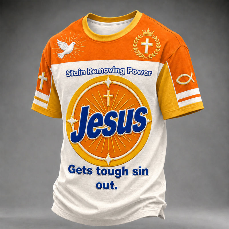 Men's Retro Faith Print  Casual T-Shirt