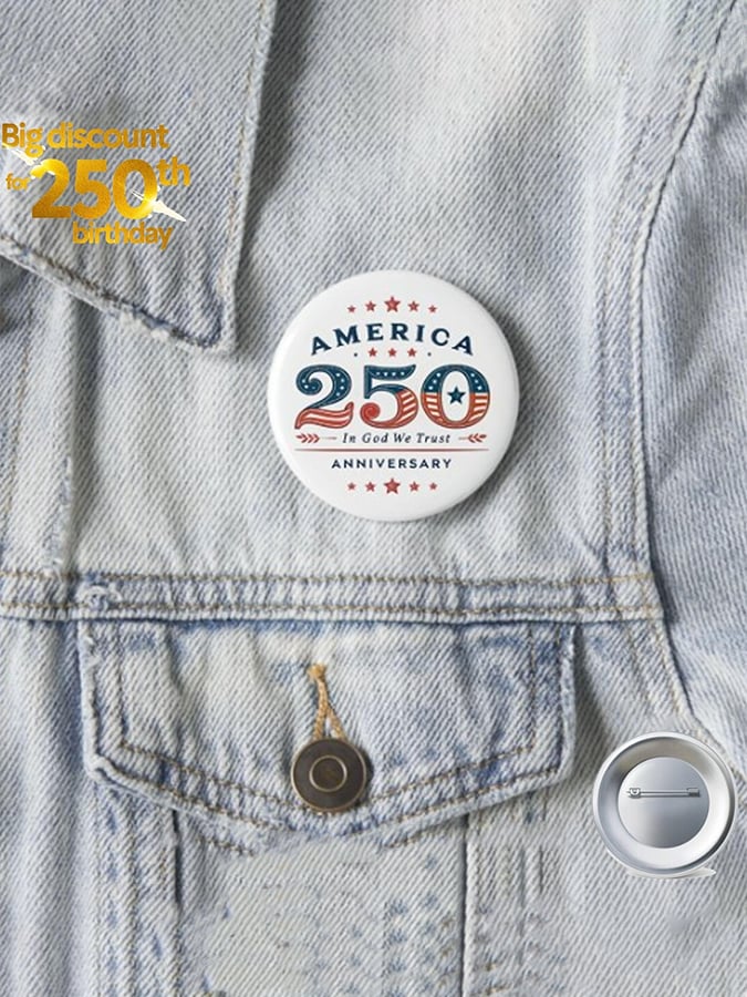 Unisex 250th America Anniversary Printed Brooch