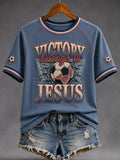 Women's Christian Jesus Football Print Casual Tee