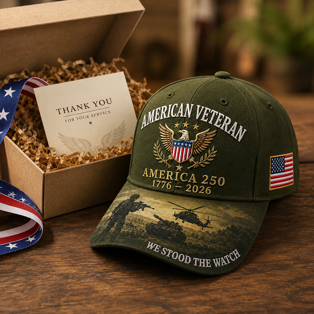 250 Years of Freedom Veteran Cap – Patriotic Eagle Embroidered America 250 Hat