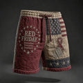RED FRIDAY Remember Everyone Deployed Vintage American Flag Patchwork Shorts
