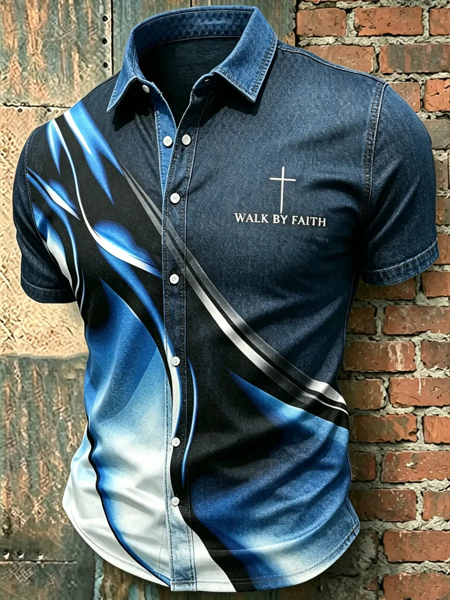 Men'S Faith Casual Printed Shirt