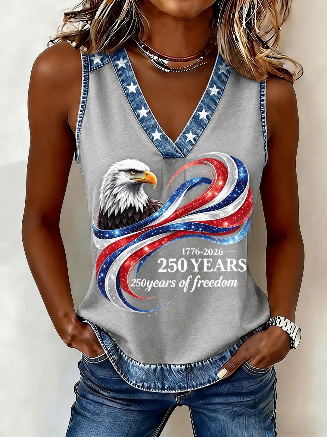 Women'S American 250Th Anniversary Faith Printed Casual Tank Top