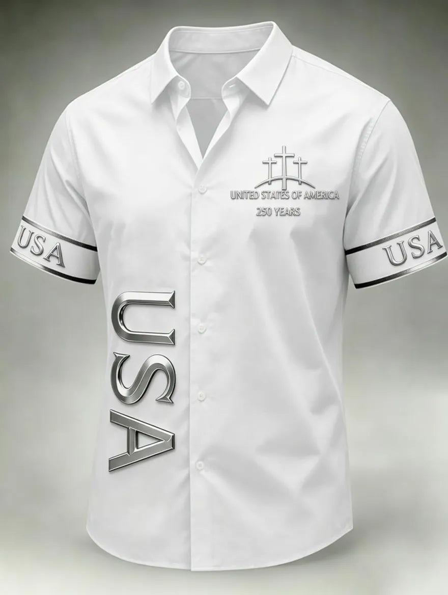 Men's Faith patriotic printed casual shirt