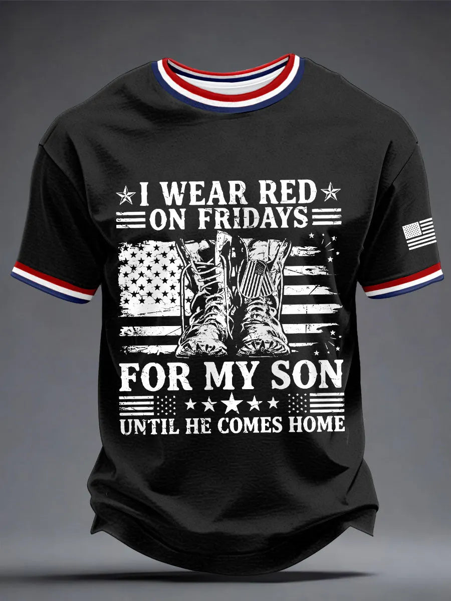 Men's 'I wear red on Friday for my son until they come home' T-shirts