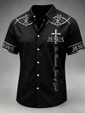 Men's Jesus Print Casual Shirt