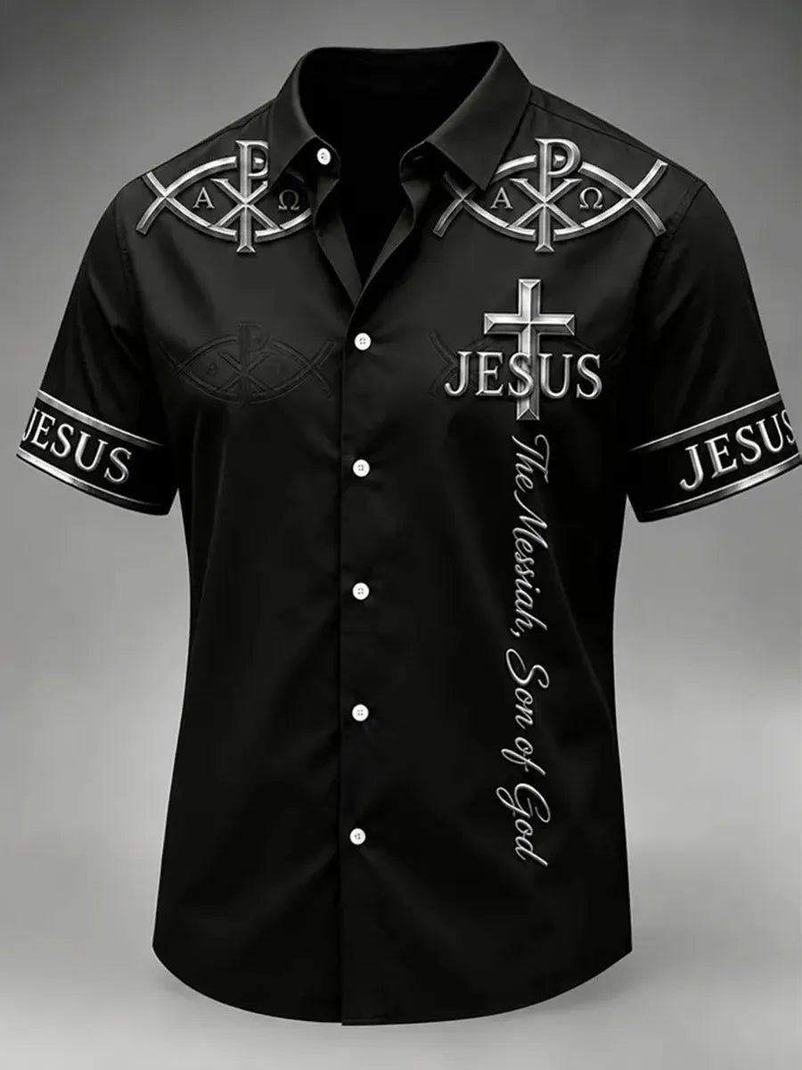 Men's Jesus Print Casual Shirt