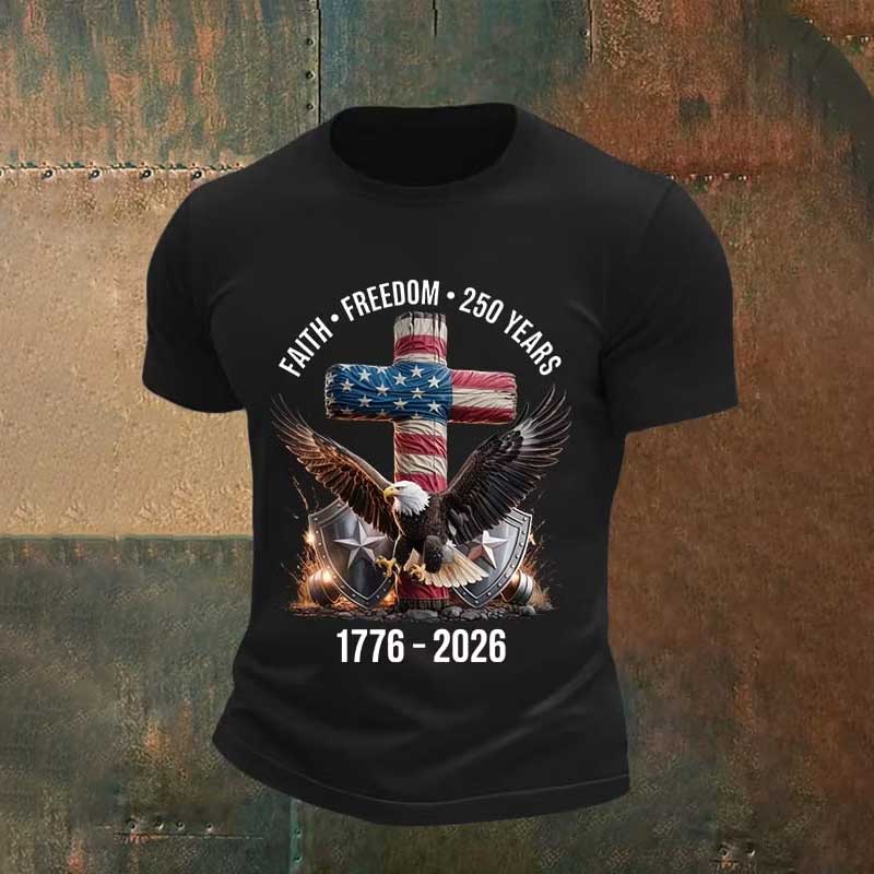 Men's  Faith-Freedom-Legacy 250 years strong Print T-Shirt