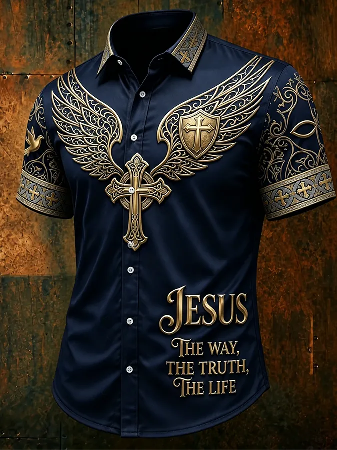 Men's Faith Cross Printed Polo Shirt
