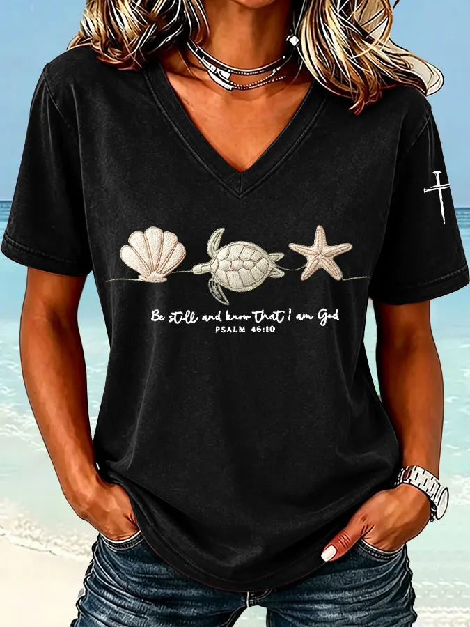 Women'S Faith Cross Printed Casual T-Shirt