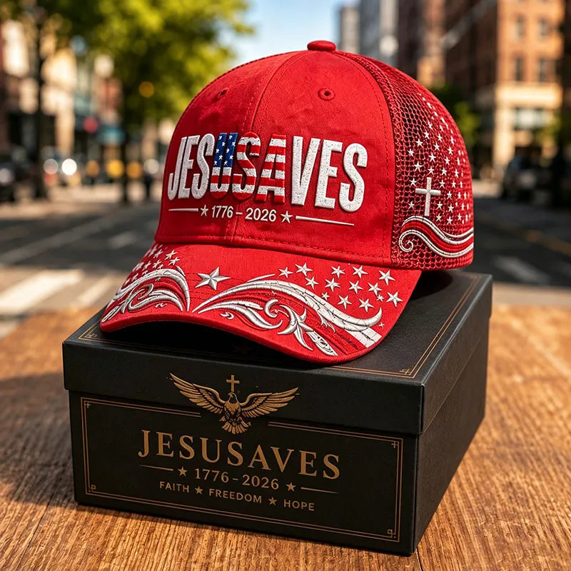Jesus Saves Patriotic Mesh Baseball Cap