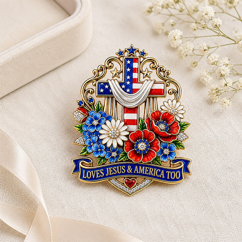 Loves Jesus & America Too Brooch