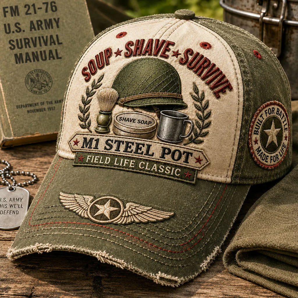 Vintage-style Veteran Print Casual Hat