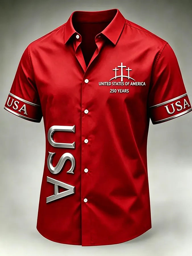 Men's Faith patriotic printed casual shirt