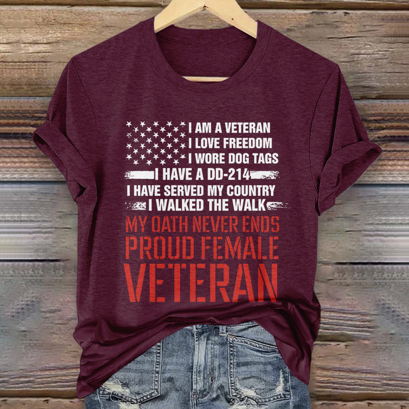 Women's Proud Female Veteran Casual T-Shirt