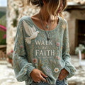 Women's Religious Faith Floral Art Printed Casual Top