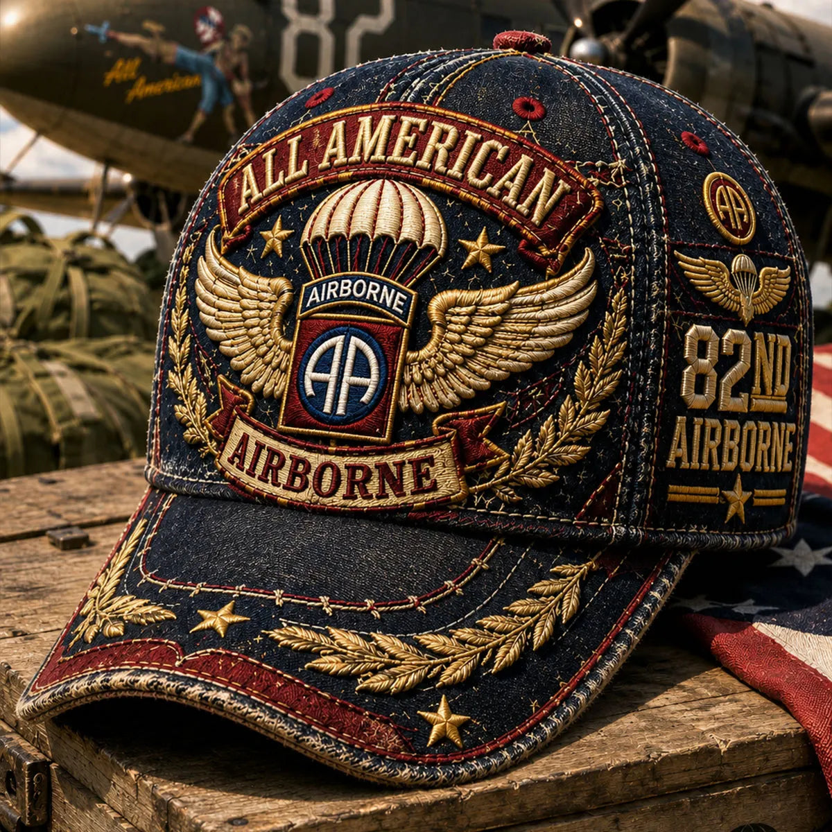 Vintage-style Veteran Print Casual Hat